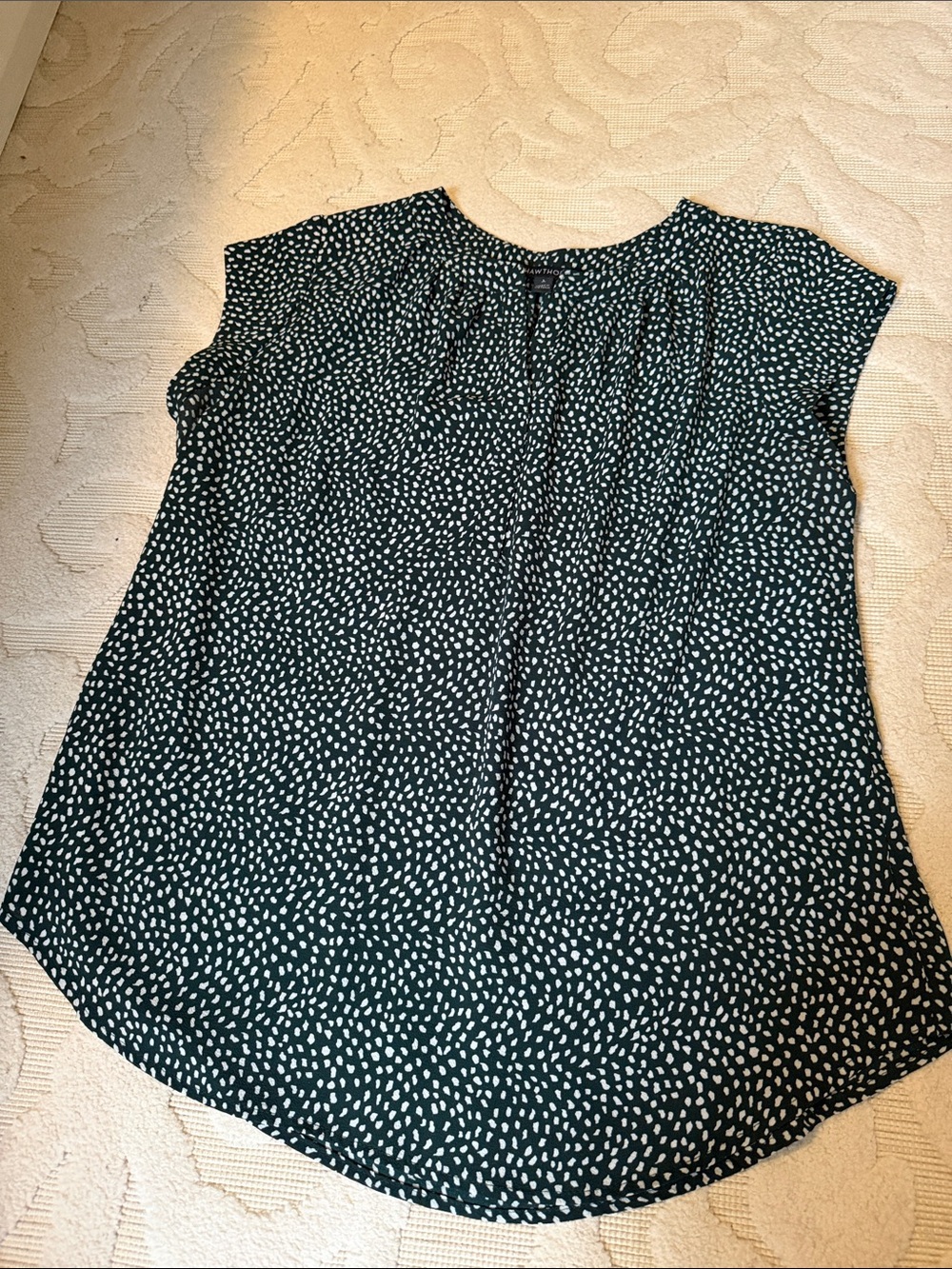 41 Hawthorn Green & White Dot Cap Sleeve Blouse